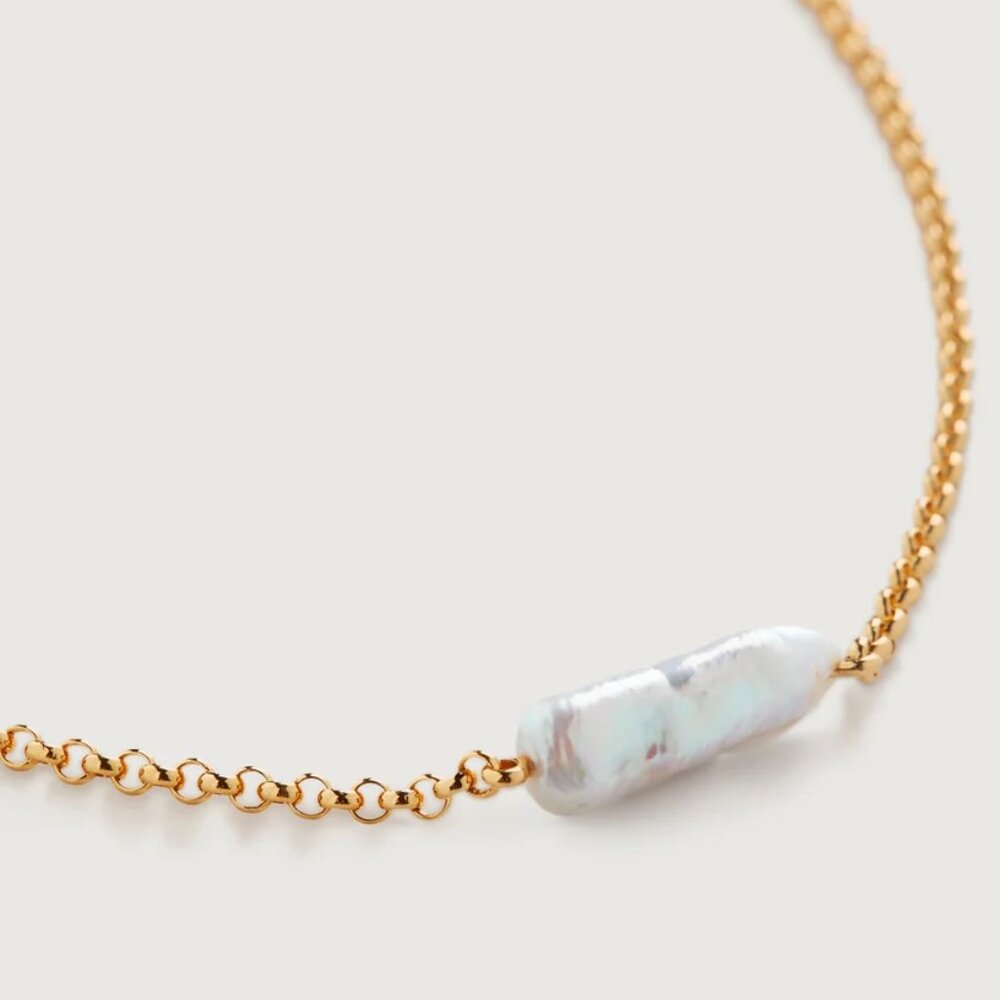 Monica Vinader Nura Biwa Pearl Necklace 41-46cm/16-18', NIB